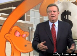 Squeezy, Illinois' new public pension mascot-slash-villain, in action.