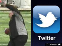 A GIF image of a Rob Ford fall at a Grey Cup media event has gone viral and prompted hilarity on Twitter. (CityNews/AP)