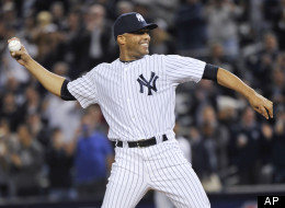 New York Yankees' Mariano Rivera throws out the ceremonial first pitch of Game 3 of the American League division baseball series between the Yankees and the Baltimore Orioles on Wednesday, Oct. 10, 2012, in New York.