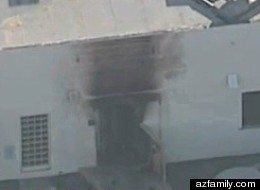 The doorway to a Social Security office in Arizona hit with a small explosion Friday morning.