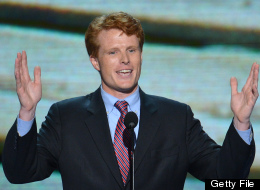 Joe Kennedy III, candidate for the US House of Representatives, Massachusetts, speaks to the audience at the Time Warner Cable Arena in Charlotte, North Carolina, on September 4, 2012 on the first day of the Democratic National Convention (DNC). (STAN HONDA/AFP/GettyImages)
