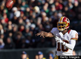 Robert Griffin III #10 of the Washington Redskins makes a pass against the Philadelphia Eagles during the first quarter at Lincoln Financial Field on December 23, 2012 in Philadelphia, Pennsylvania. (Photo by Alex Trautwig/Getty Images)