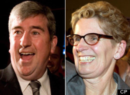 Former education minister Kathleen Wynne's campaign to replace Dalton McGuinty as Ontario's next premier got a big boost today when Glen Murray dropped out of the race to endorse her. (CP)