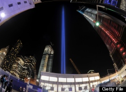 The annual “Tribute in Light” memorial is illuminated during the 11th Anniversary of the September 11, 2001 attacks at the lower Manhattan site of the World Trade Center September 11, 2012 in New York. (Photo credit should read STAN HONDA/AFP/GettyImages)