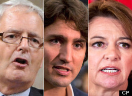 The nine people vying for the federal Liberal leadership took part in a low-key, interview-style debate in Winnipeg today. (Canadian Press Photos)