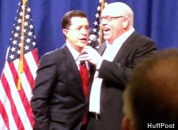 Stephen Colbert sang the national anthem with Rep. Joe Crowley (D-N.Y.) at the House Democratic retreat.