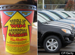 Forty Toyota RAV4s are rumoured to be among Tim Hortons’ Roll up the Rim contest for 2013. (CP/Getty)